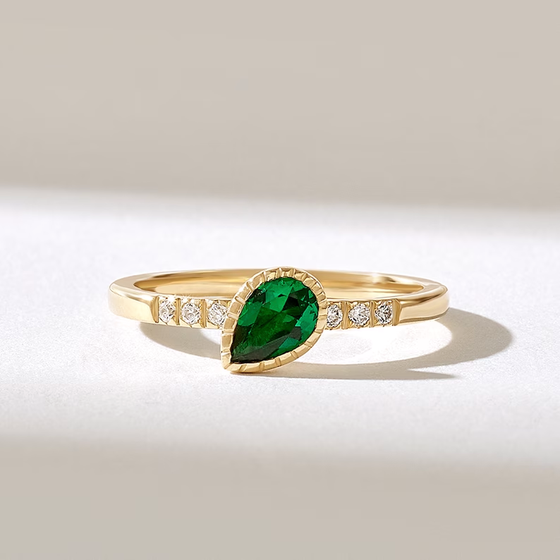 Bezel Set May Birthstone Solitaire Ring