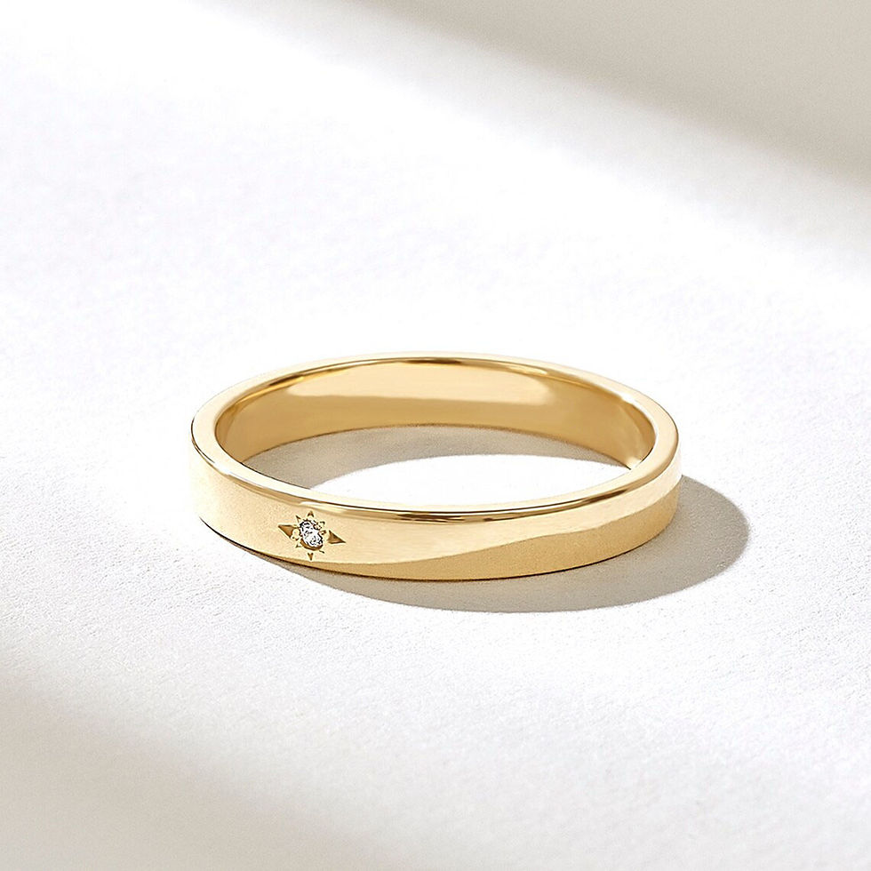 Thumbnail: 18K Solid  Gold Simple Diamond Wedding Band