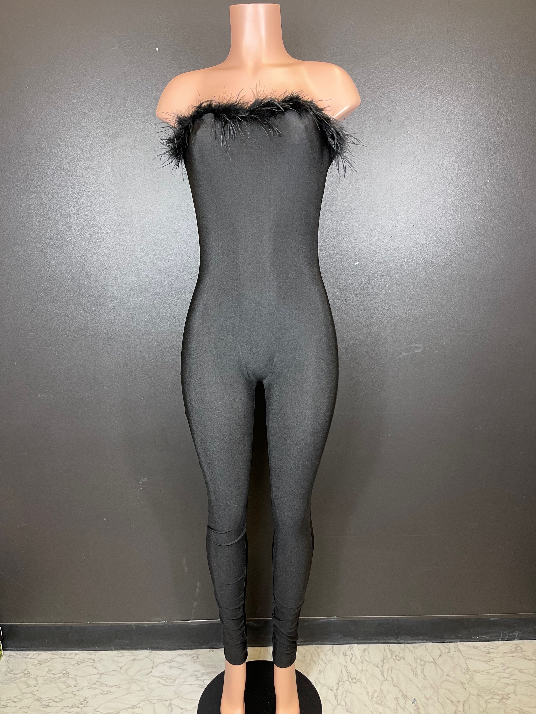 Faux fur jumpsuit 