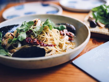 Music and Foodparing:  Sundried tomato and basil spaghettini