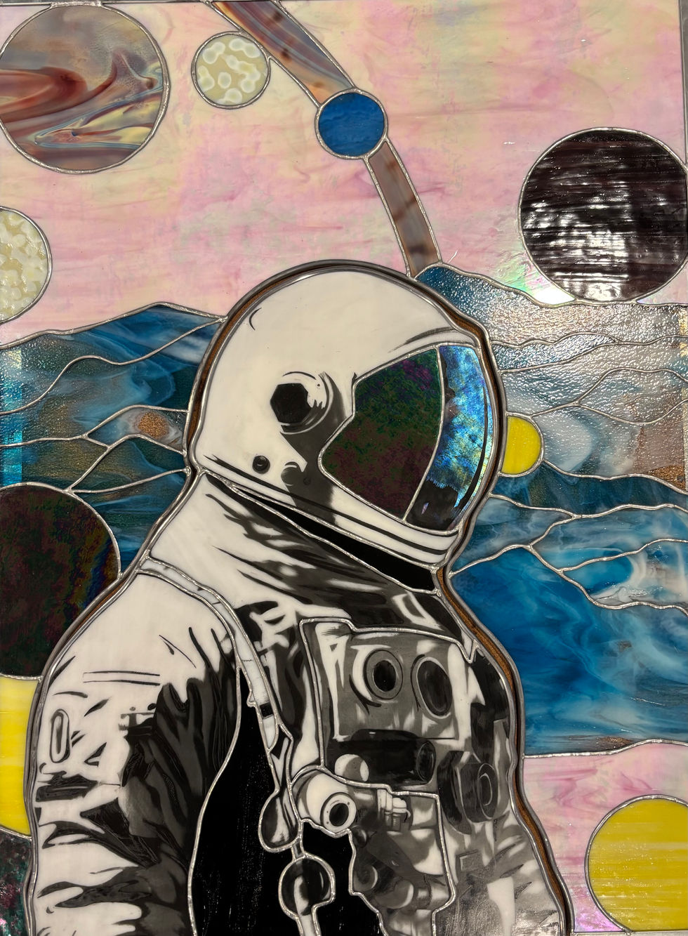 Astronaut Painted Stained Glass