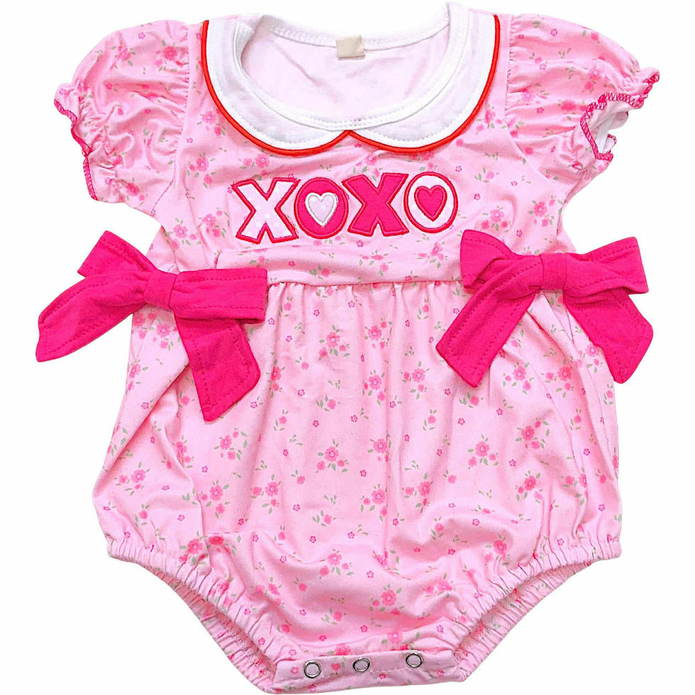 Thumbnail: XOXO Sweetheart Onesie with Pink Bow Accents