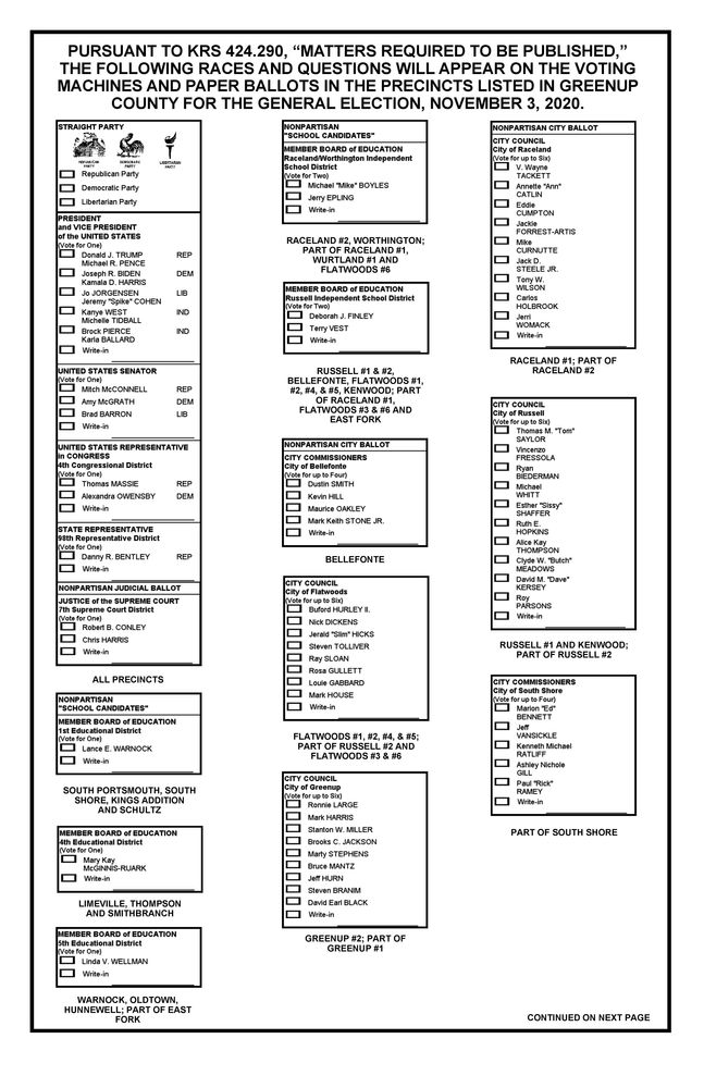 SAMPLE BALLOT 2020 GENERAL