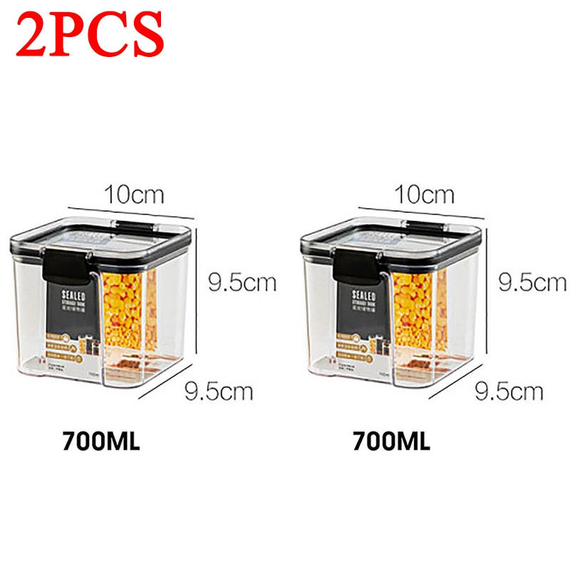 Thumbnail: 460-1800ml Sets Stackable Kitchen Sealed Jar Plastic Food Storage Box