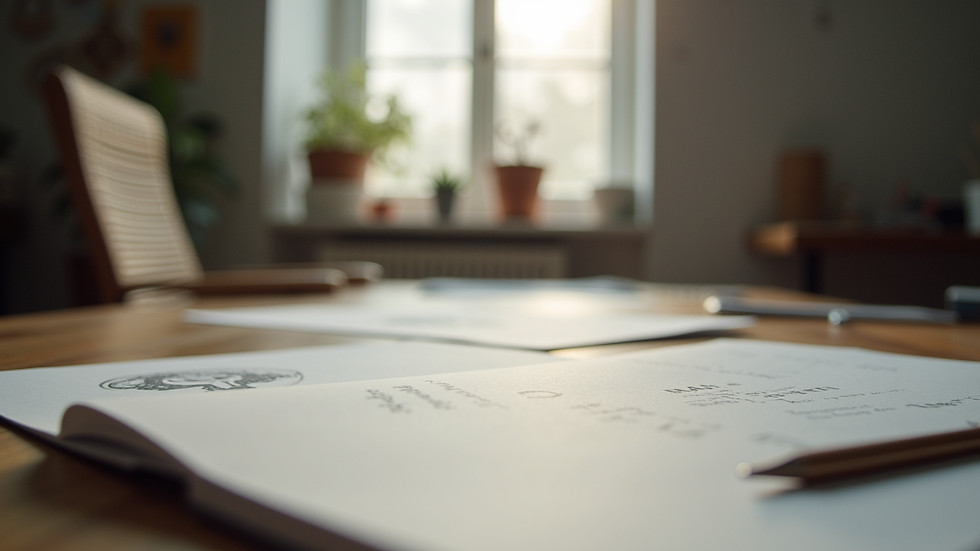 Eye-level view of a creative workspace with design materials