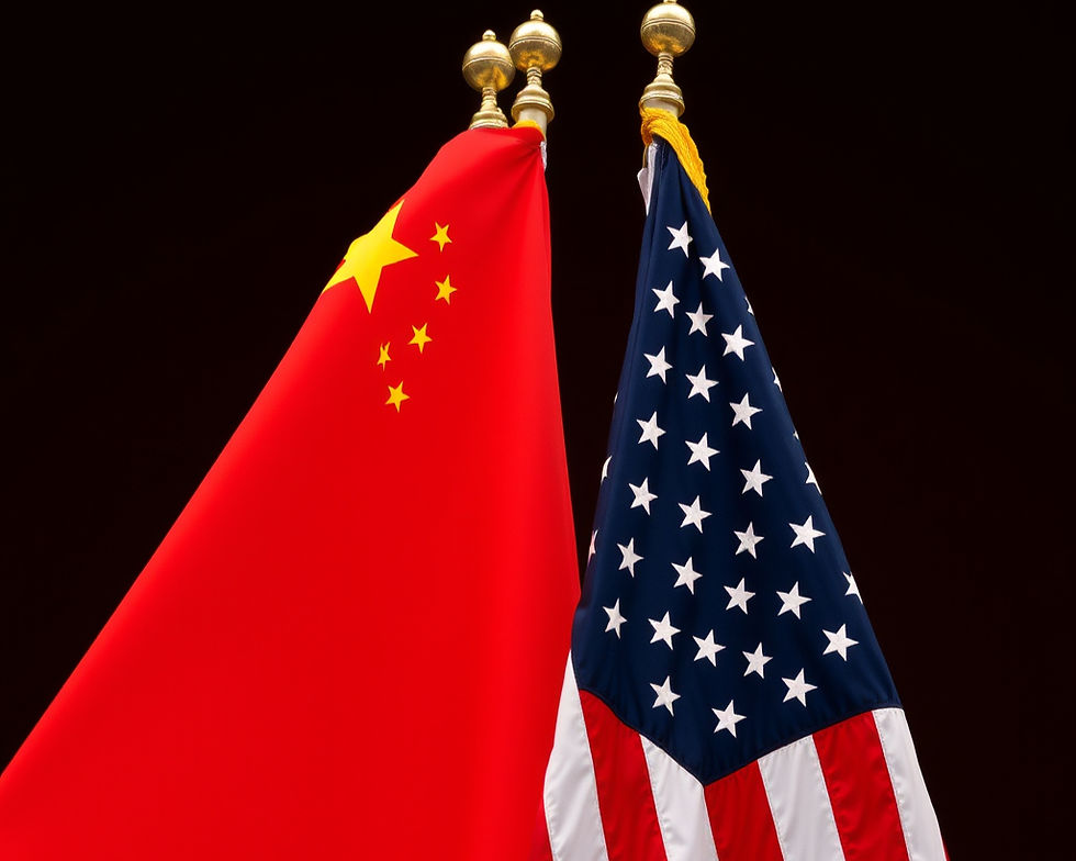 China US flags