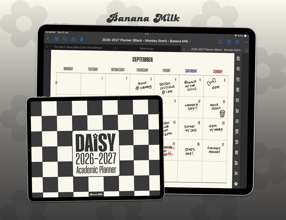 Daisy 2026-2027 Academic Planner Mockups