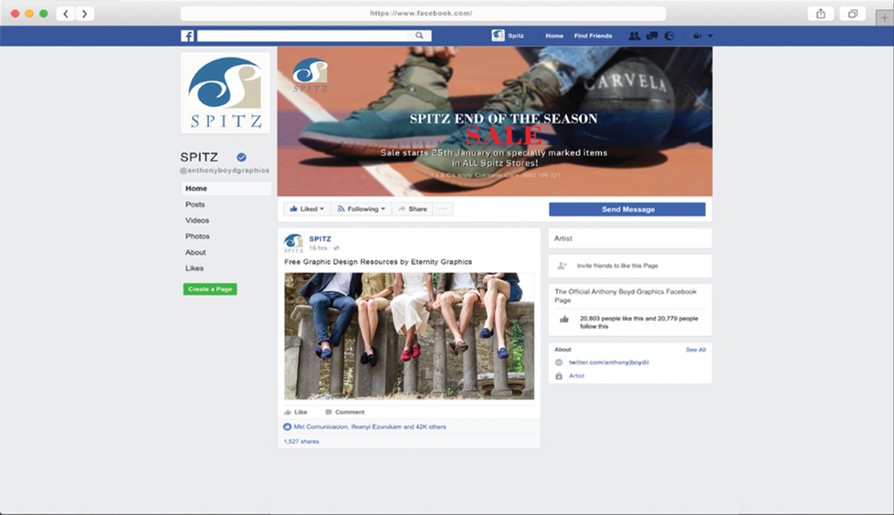 Spitz Facebook Landing Page