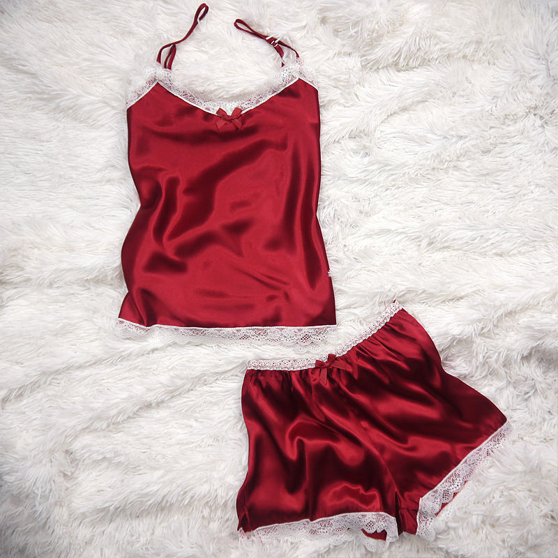 Thumbnail: Lace and Satin Lingerie Cami Sleepwear Set