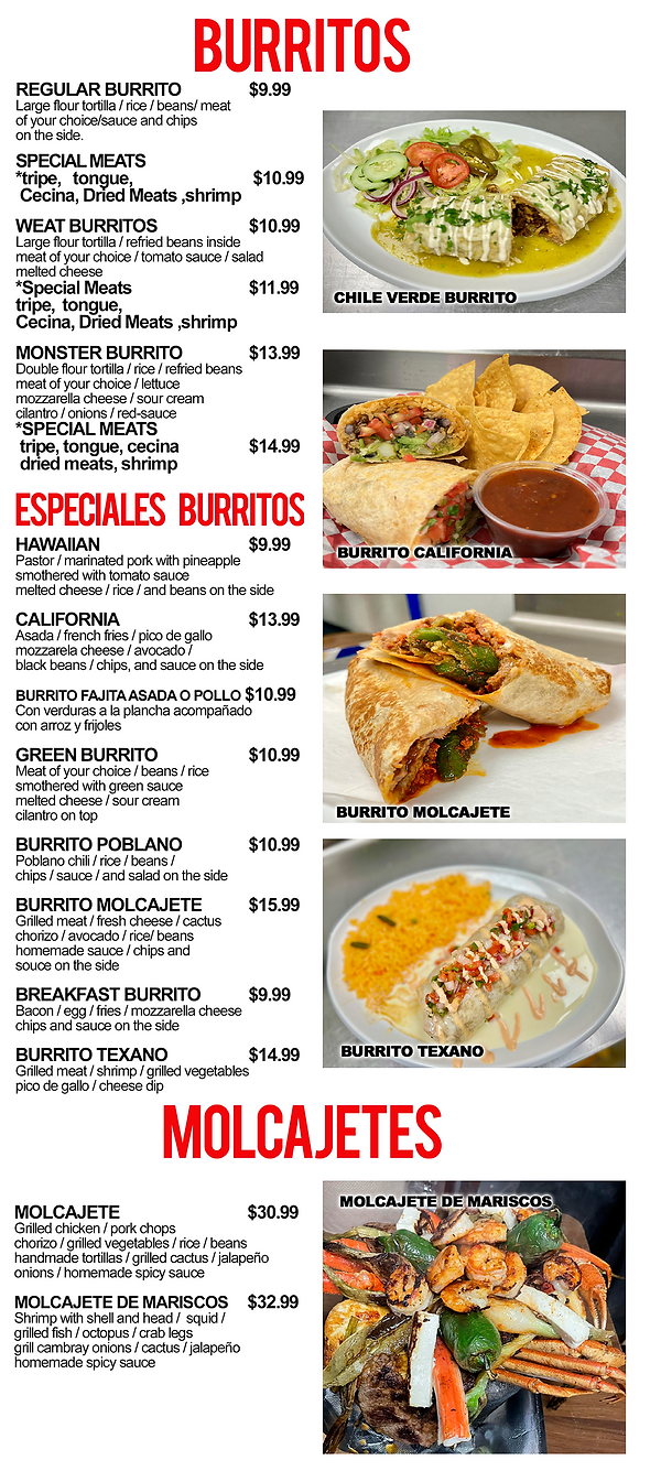 Tacos burritos california inside PAGINA 3 MENU