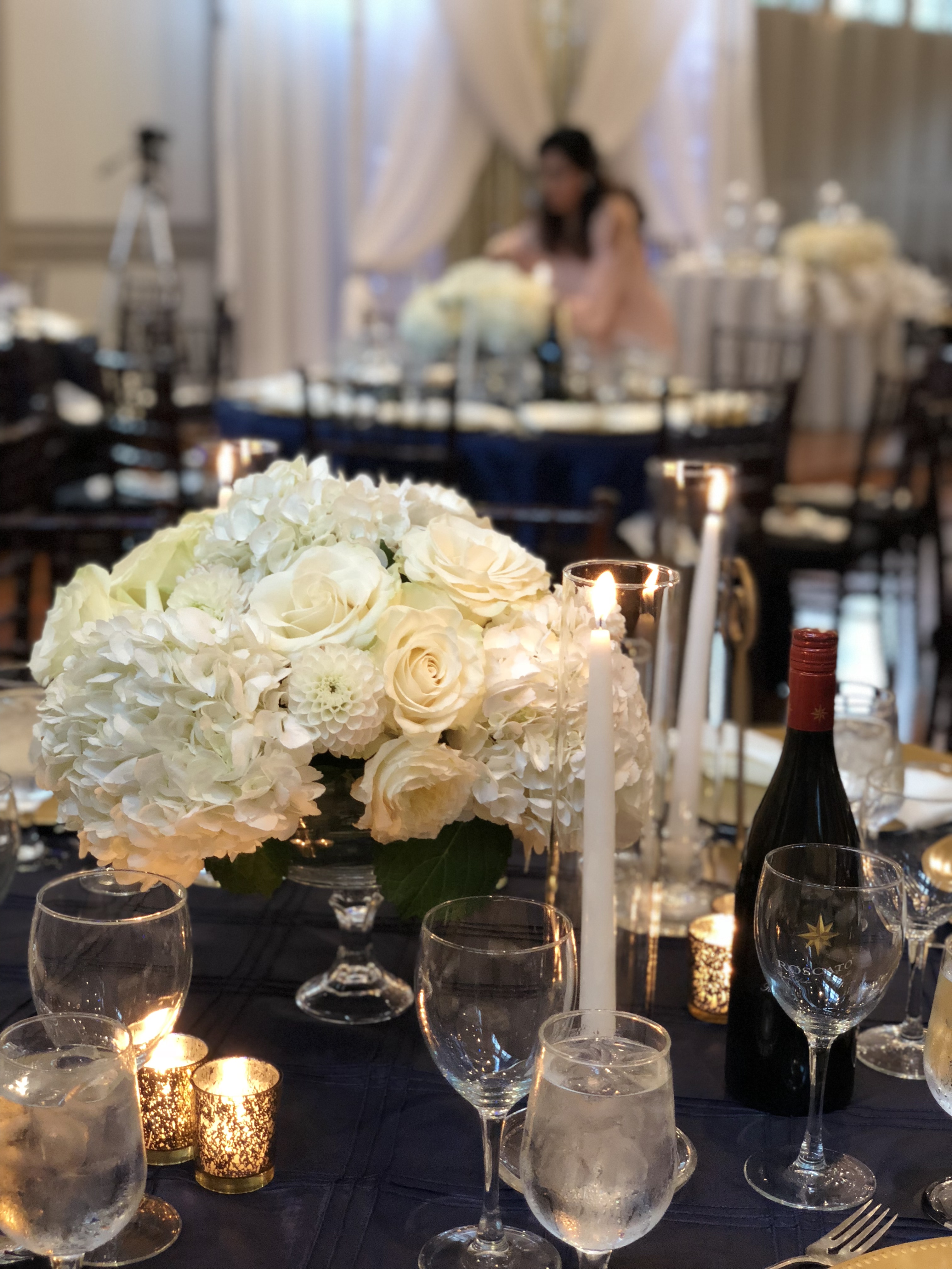 Navy Blue, White and Gold