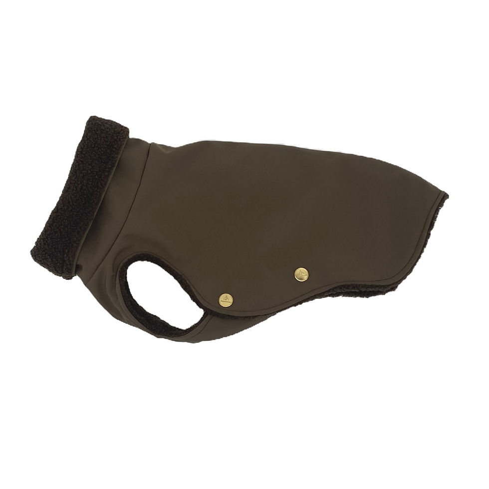 Hundemantel Softshell TAUPE + Teddy DARK MOCCA