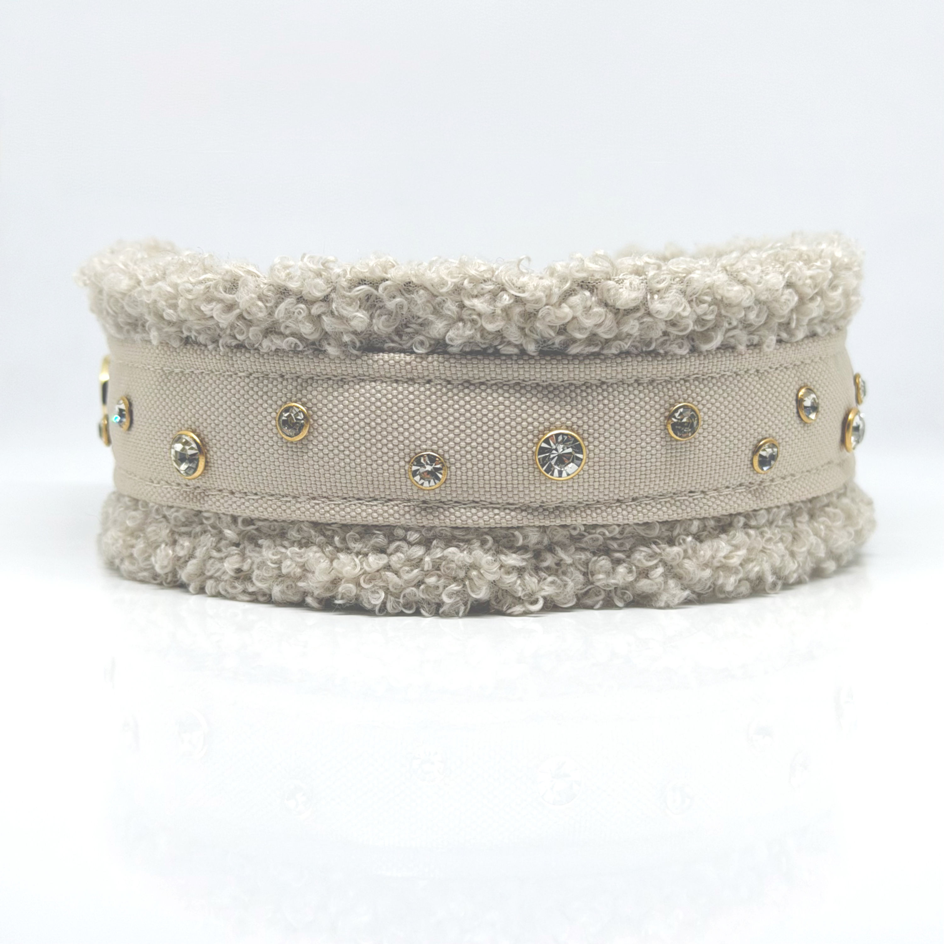Unterlegtes Halsband CHAMPAGNER + Teddy LAMB