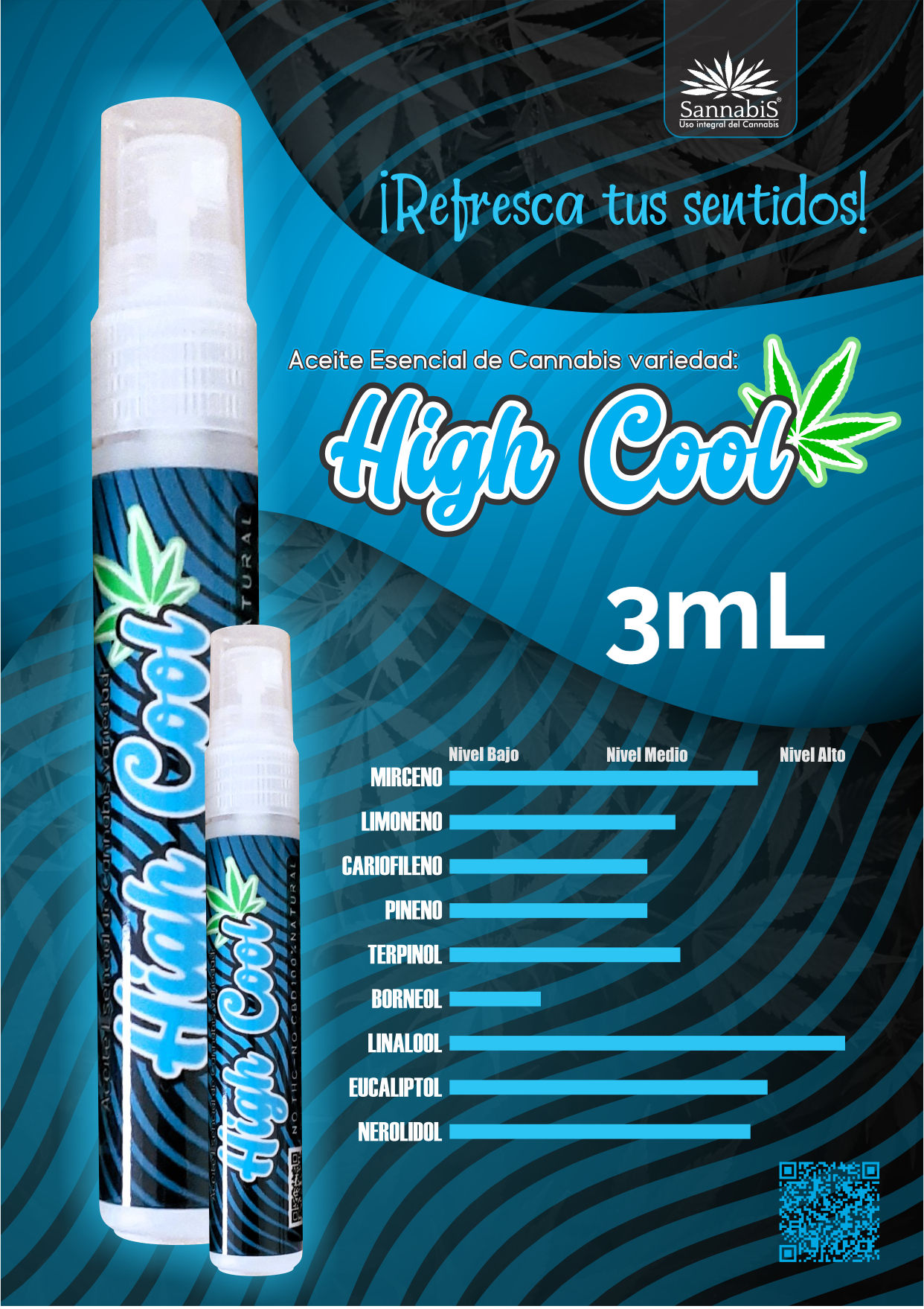 Aceite Esencial de Cannabis variedad High Cool 3mL