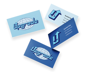 4 blue business cards with contact information