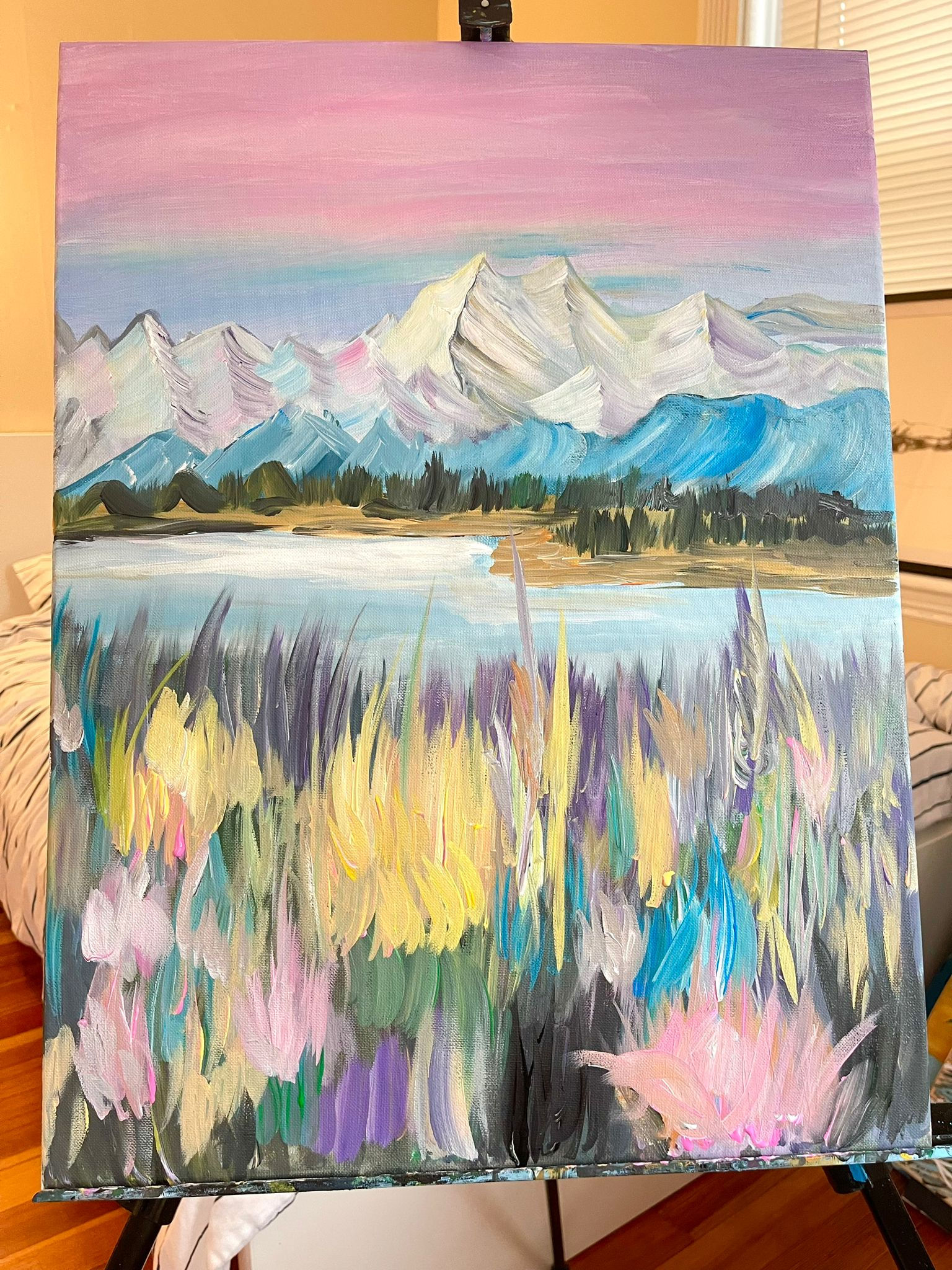 Snow Mountains, 18x24 inch acrylic painting