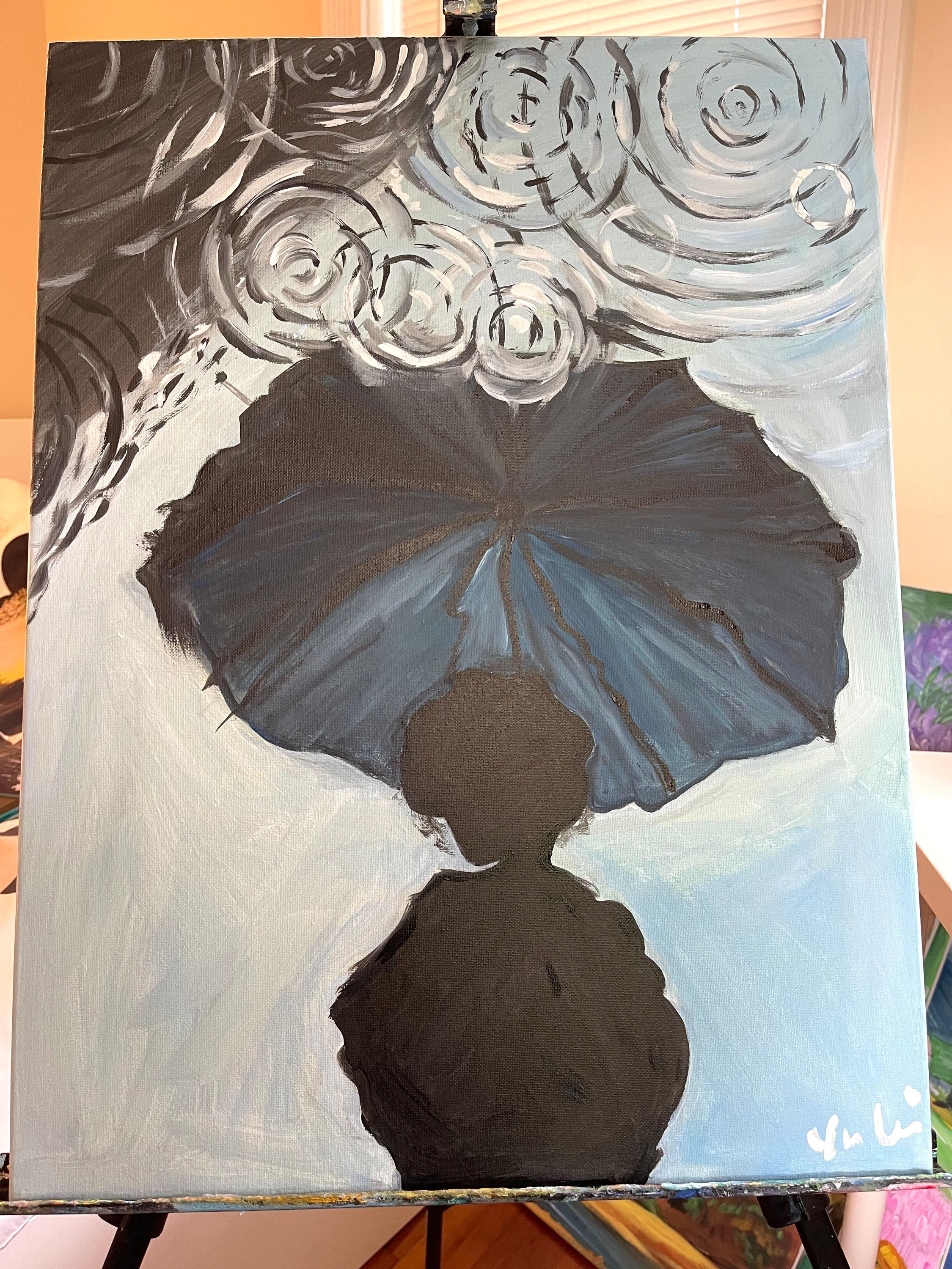 Shadow in the Rain, 18x24 inch acrylic painting