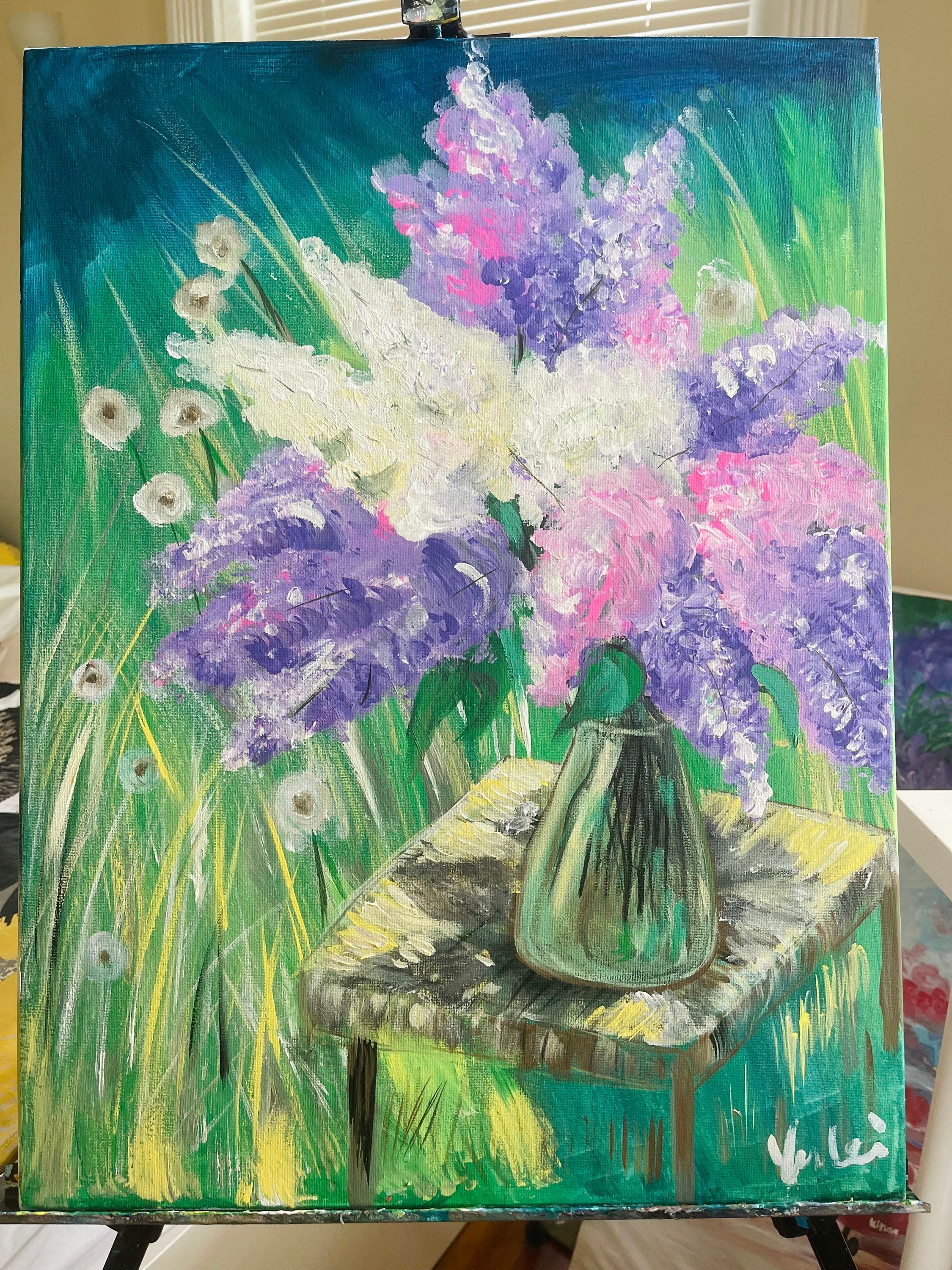 Lilacs, 18x24 inch acrylic painting