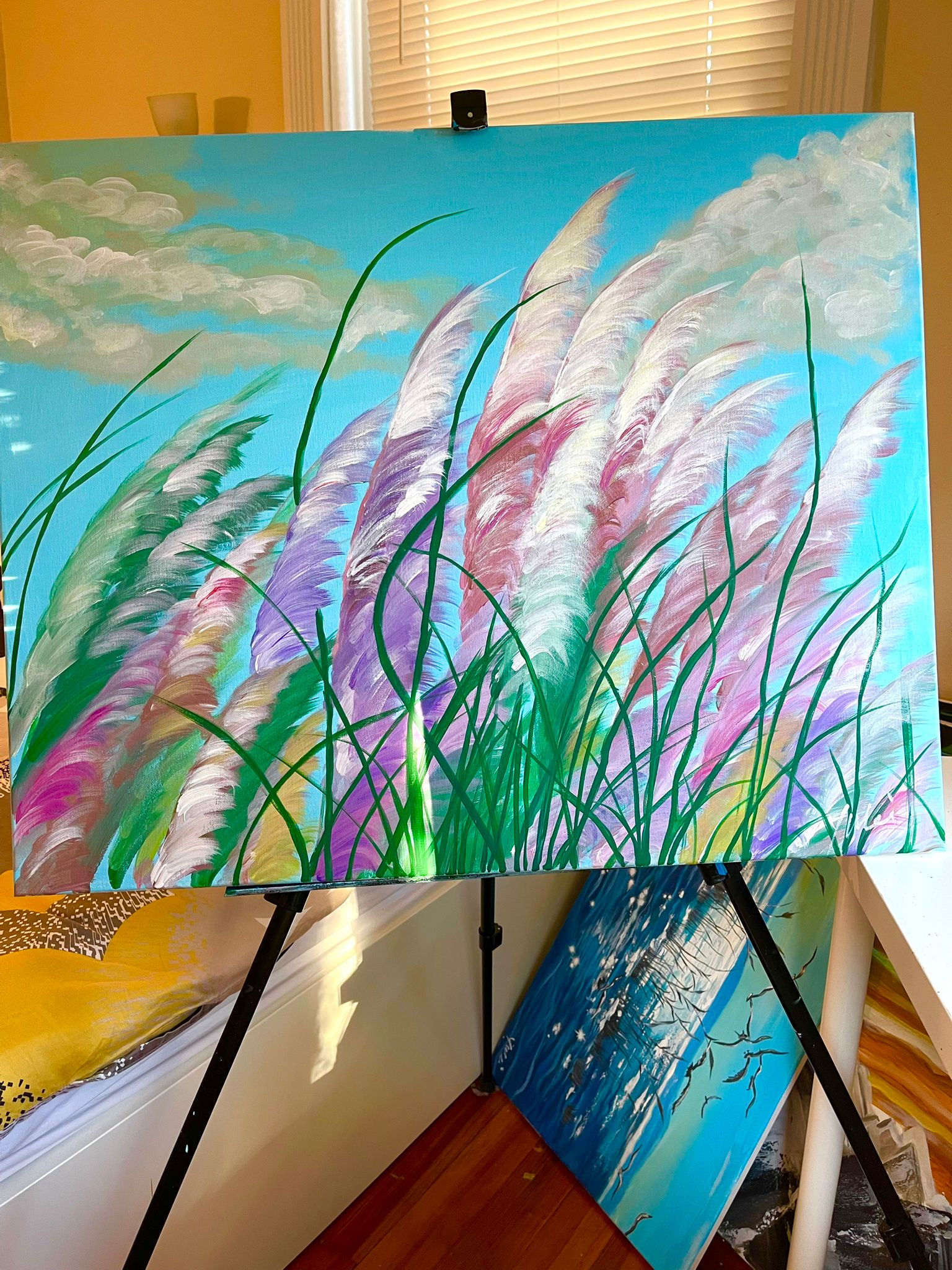 Reeds in the Wind, 24x30 inch acrylic painting