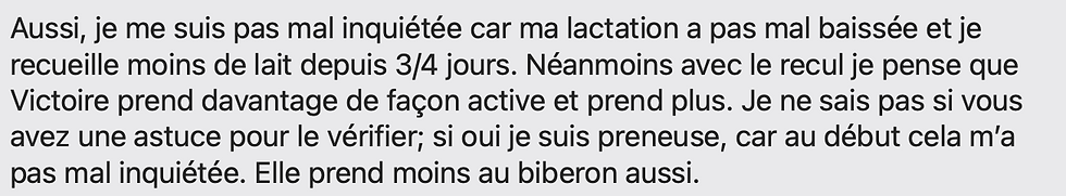 Ici, le bébé est devenu efficace au sein, et sa prise de poids a décollé