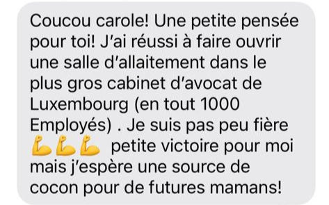 J'ai réussi à faire ouvrir une salle d'allaitement