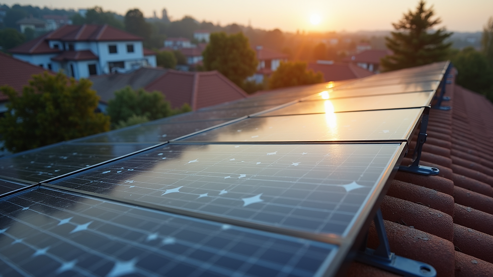 High angle view of solar panels installed on a residential roof