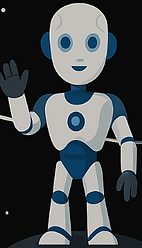 Illustration of a welcoming robot symbolizing the user-friendly interface