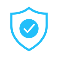 Blue shield icon representing cybersecurity and data protection.