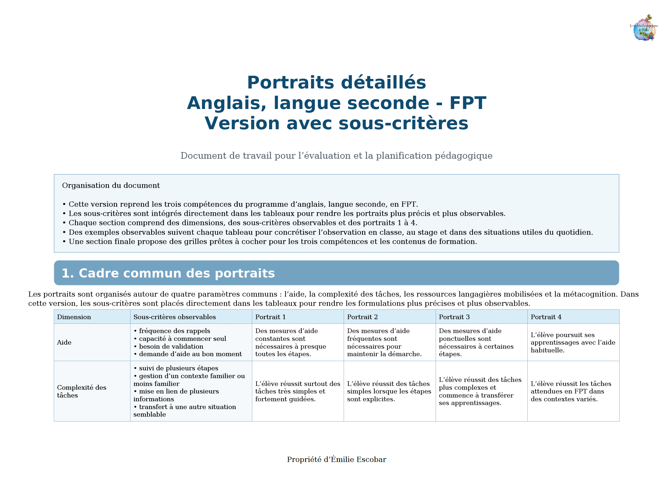 Portrait FPT Anglais