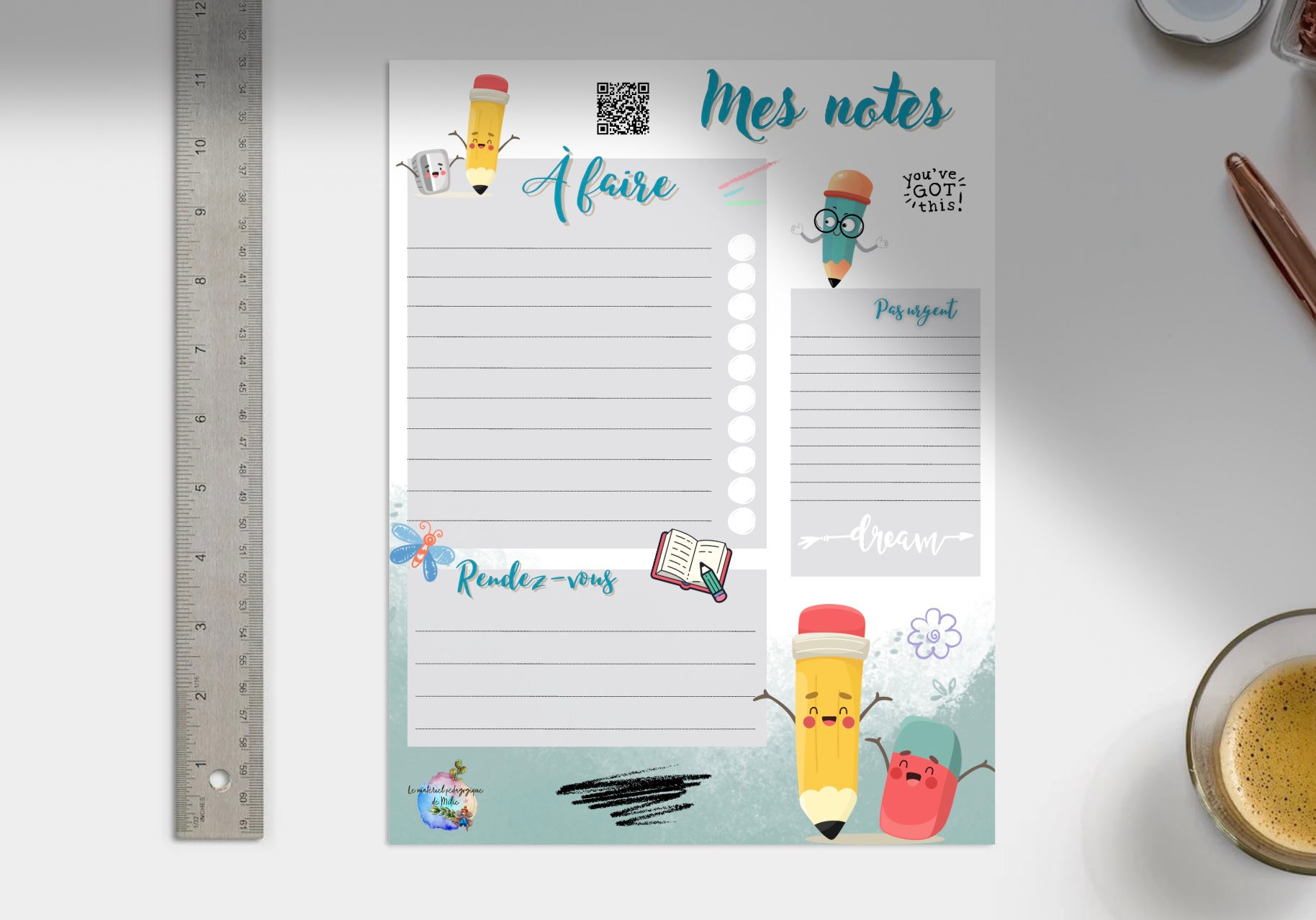 Bloc note : Modèle Les crayons