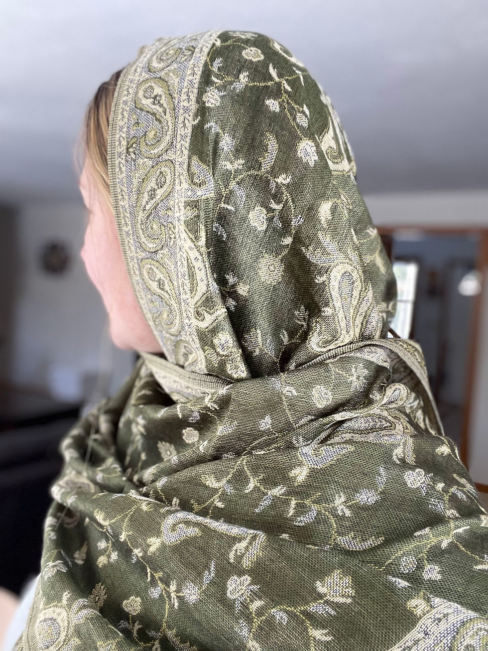 Thumbnail: 20+ Colors - Pashmina Orthodox Head Covering -  Bordered Paisley Floral