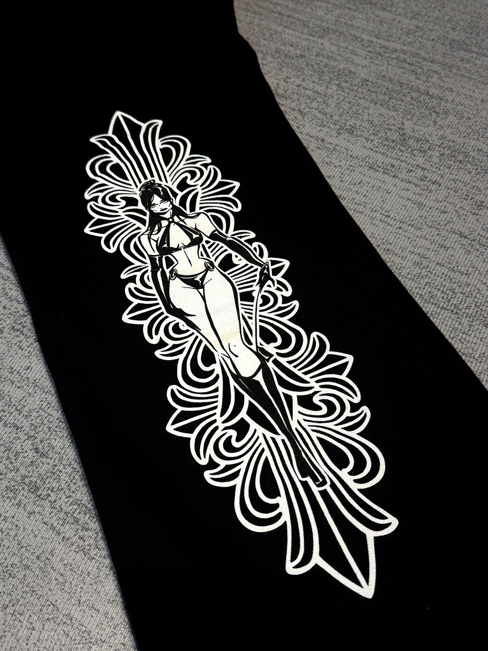 縮圖：克羅心 Chrome Hearts Deadly Doll聯名 黑色長棉褲