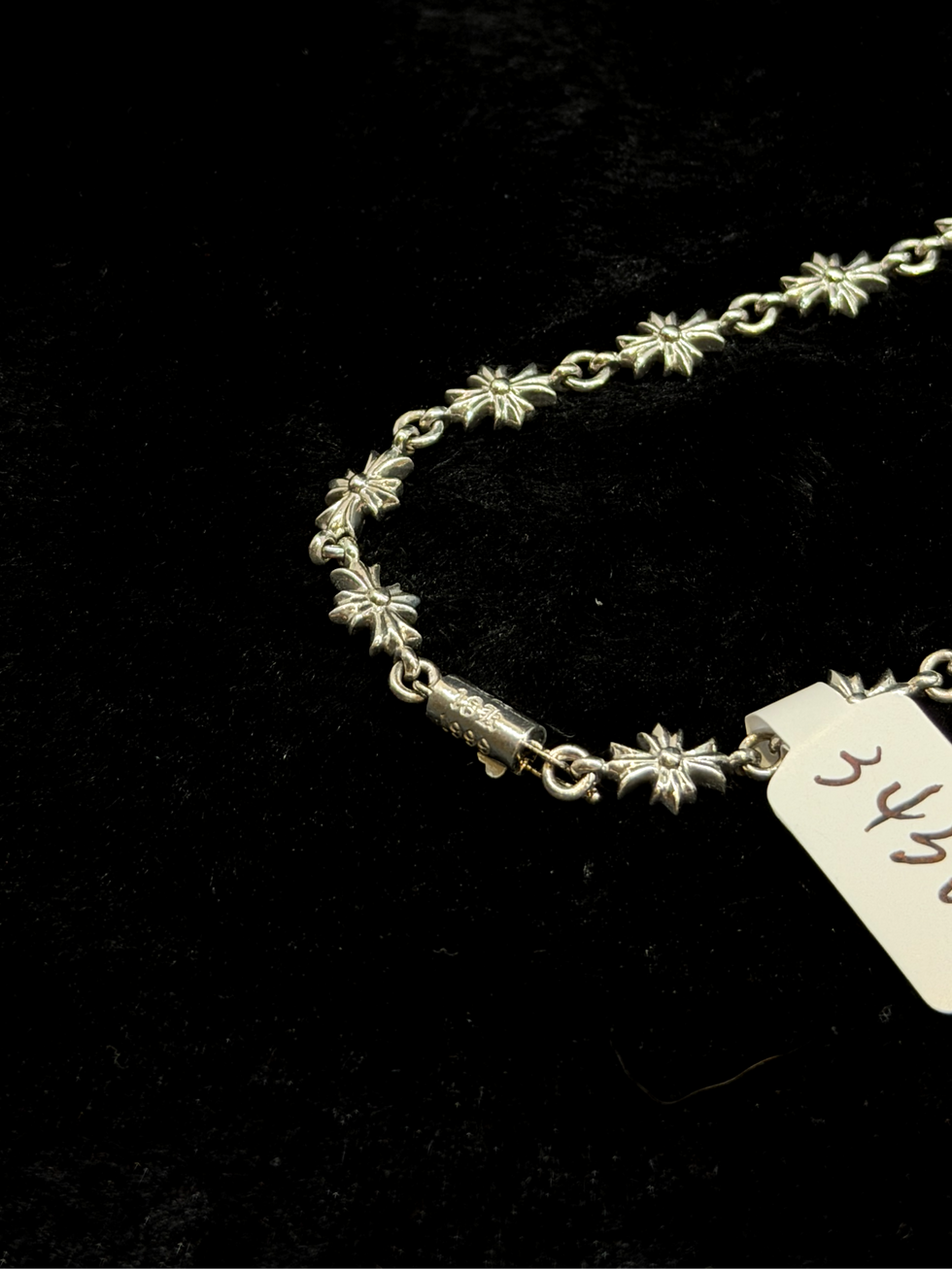 縮圖：克羅心 Chrome Hearts 白金 Tiny E 白鑽十字架吊墜項鍊
