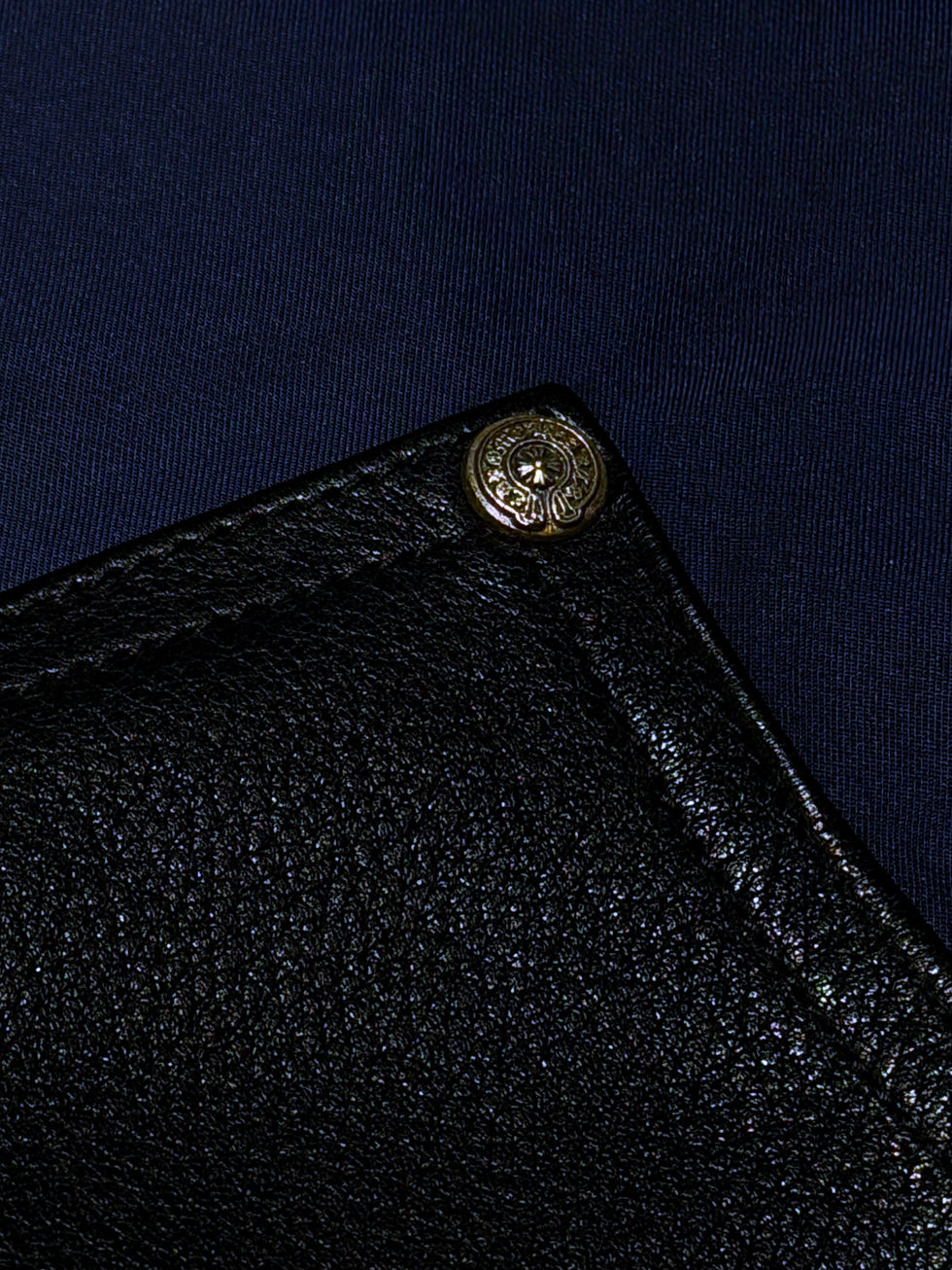 縮圖：克羅心 Chrome Hearts 雙膝拚皮尼龍工裝褲