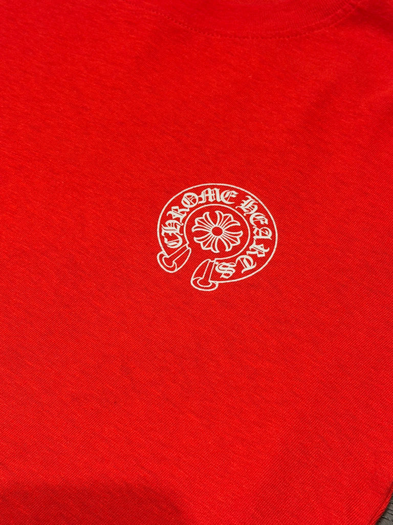縮圖：克羅心 Chrome Hearts 背號33 胸口馬蹄復古七分袖(紅)