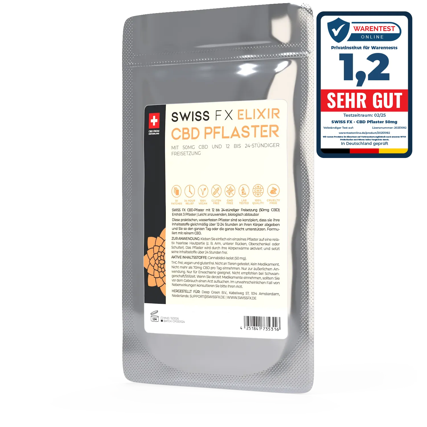 SwissFX CBD 50mg Pflaster CBD Ideal bei Verspannungen 