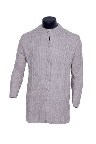 Rida Long Sweater for Women in Grey with Buttons from Woollen Store