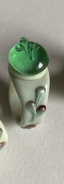 lampwork glass rings with foliate details based on herb gardens