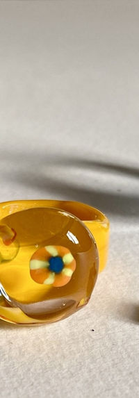Lampwork glass rings with handmade murrini