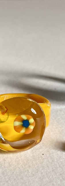 Lampwork glass rings with handmade murrini