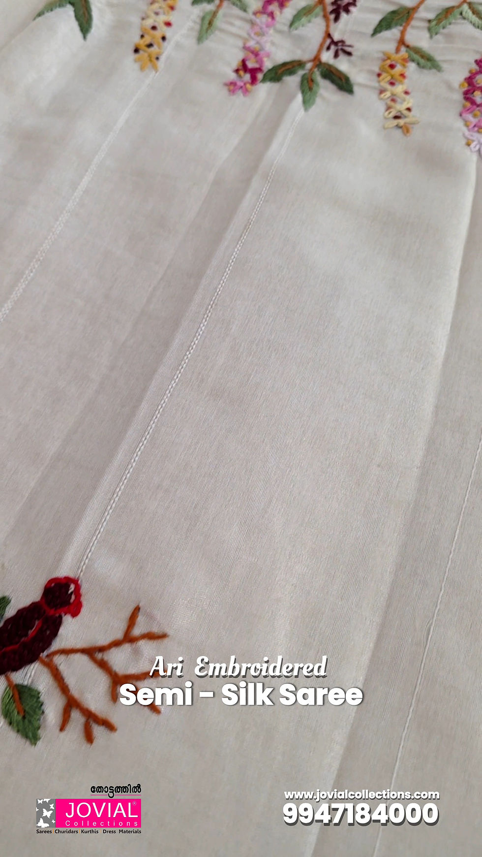 Thumbnail: Ari Embroidered Semi - Silk Saree