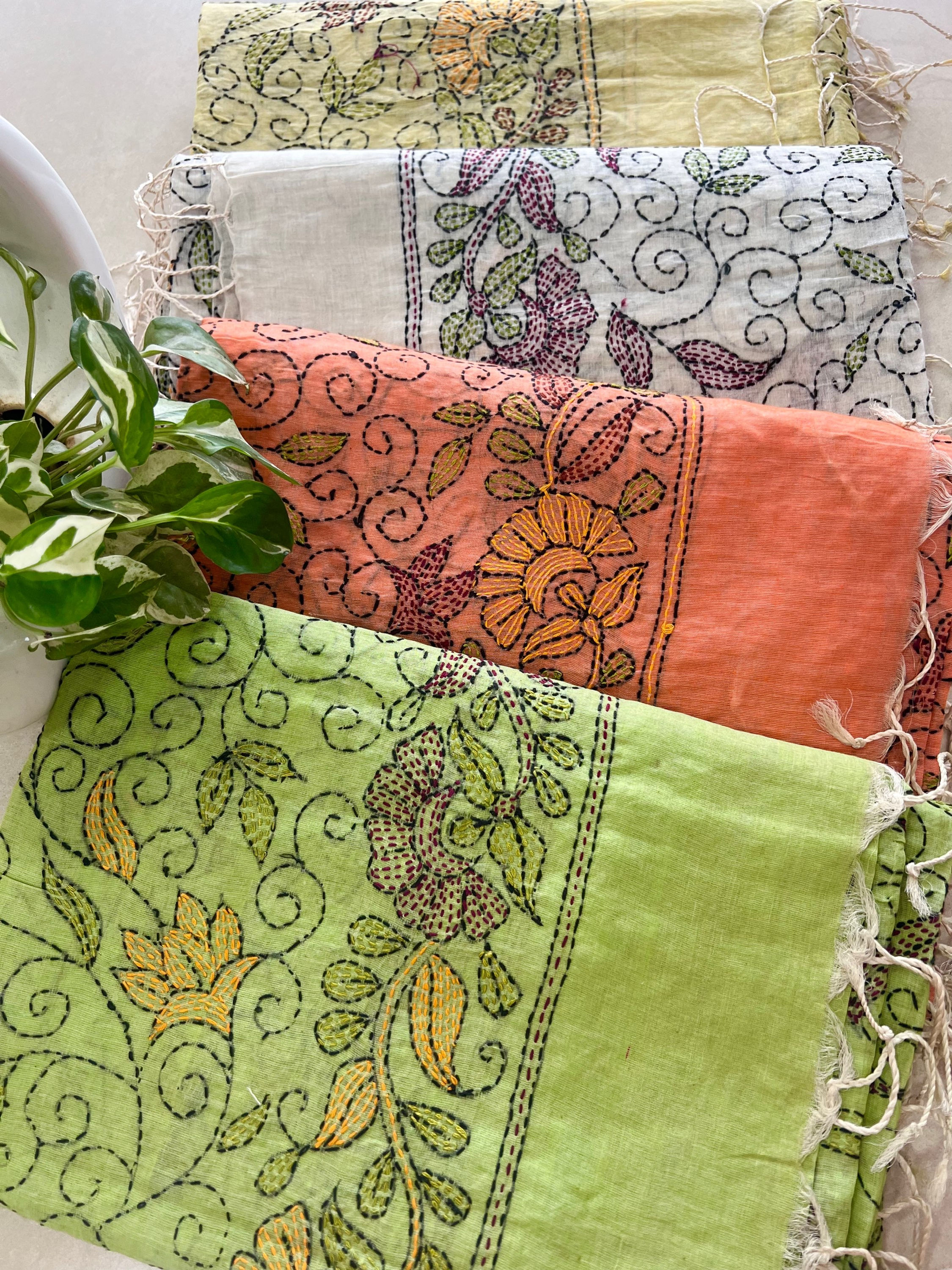 Kantha embroidered dupattas 