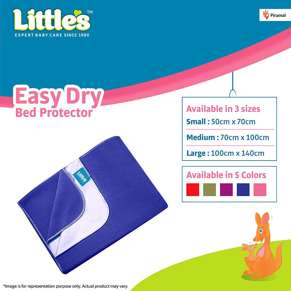थंबनेल: Littles Easy Dry Bed Protector Size Medium L-70cm x W-100cm