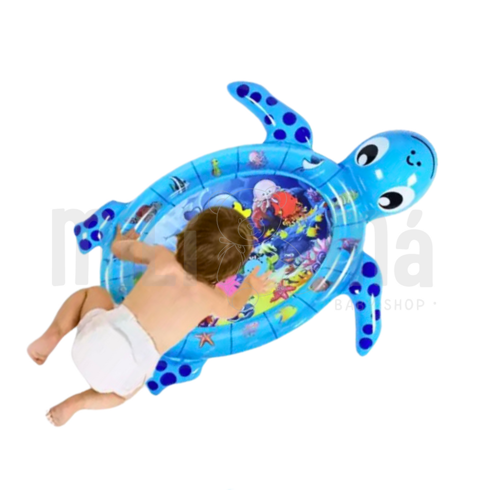 Tapete de agua para bebé tortuga azul