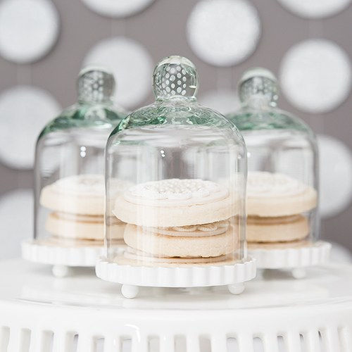 Thumbnail: Small Glass Bell Jar With White Base Wedding Favour