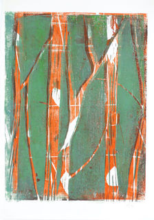Eva Schnitzer, Lichtflecken, Holzschnitt Unikat, 2019, 50x35