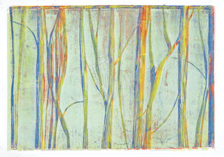 Silbergrün, Holzschnitt Unikat, 2020, 48x68, Eva Schnitzer