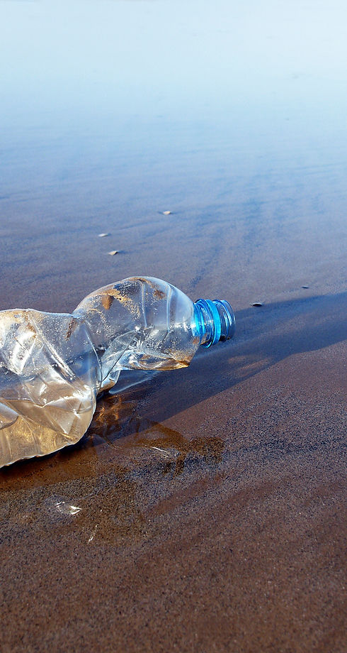 Bouteille en plastique usagée sur la pla
