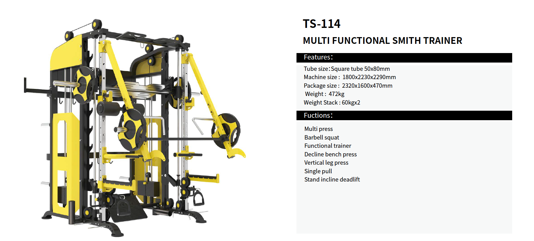 BRTW STRENGHT PLATE LOADED TS-114 MULTI FUNCTIONAL SMITH TRAINER