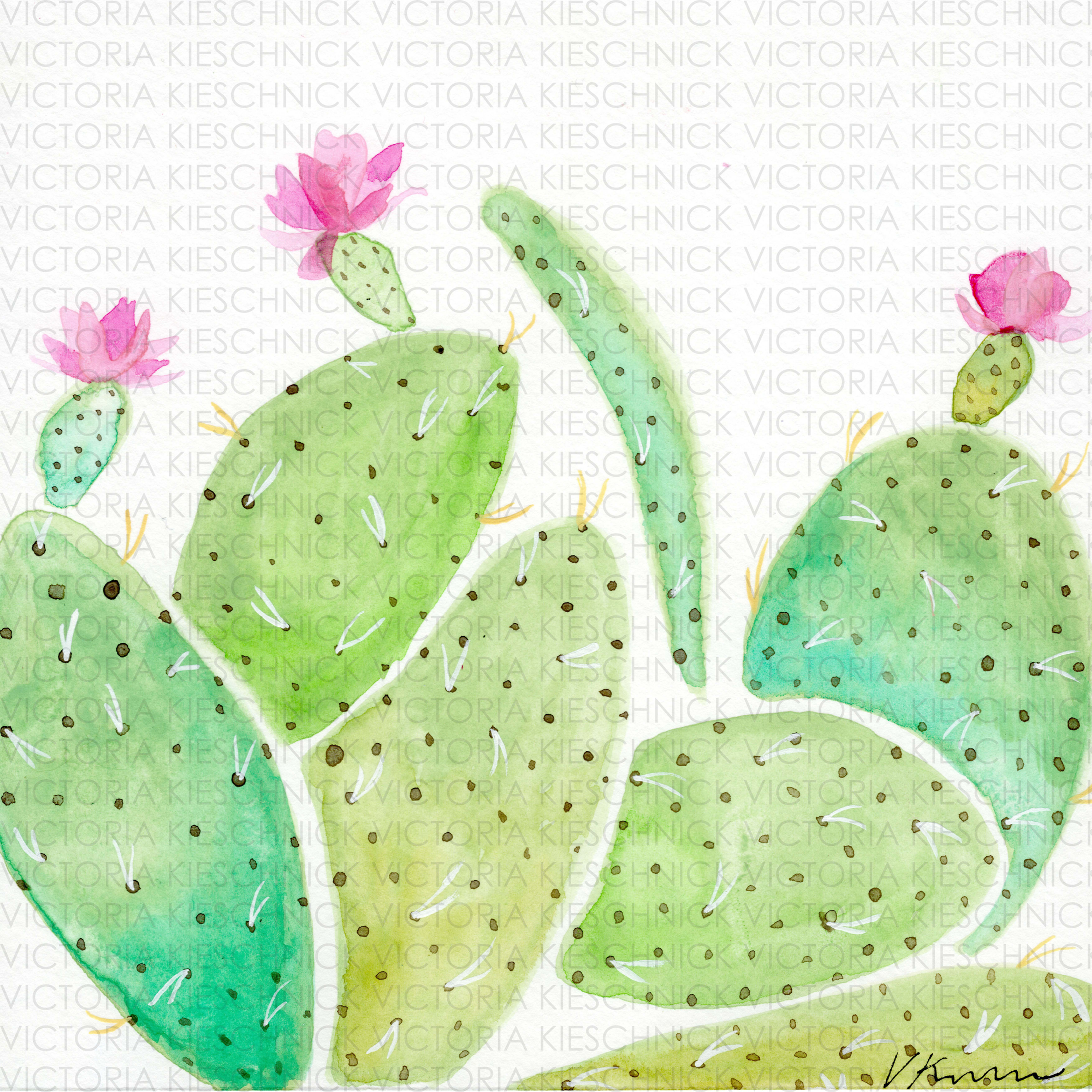 Prickly Pear Cactus - Watercolor - Original